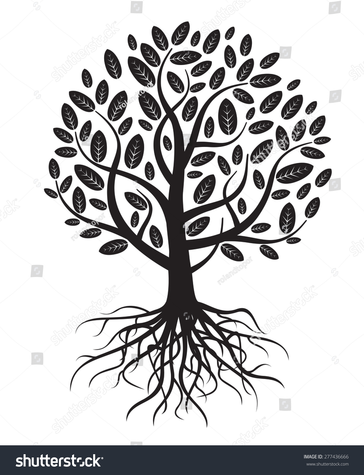 Black Vector Tree Roots Stock Vector (Royalty Free) 277436666 ...