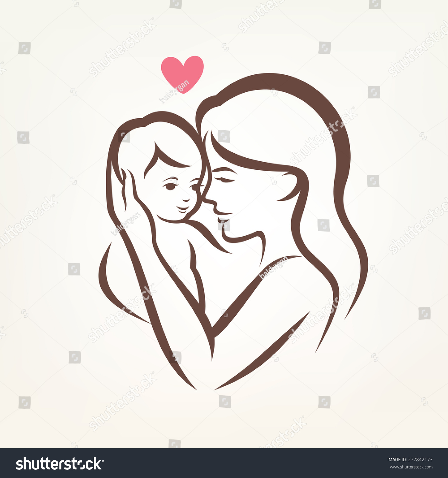 Mother Son Stylized Vector Silhouette Outlined: Vector có sẵn (miễn phí