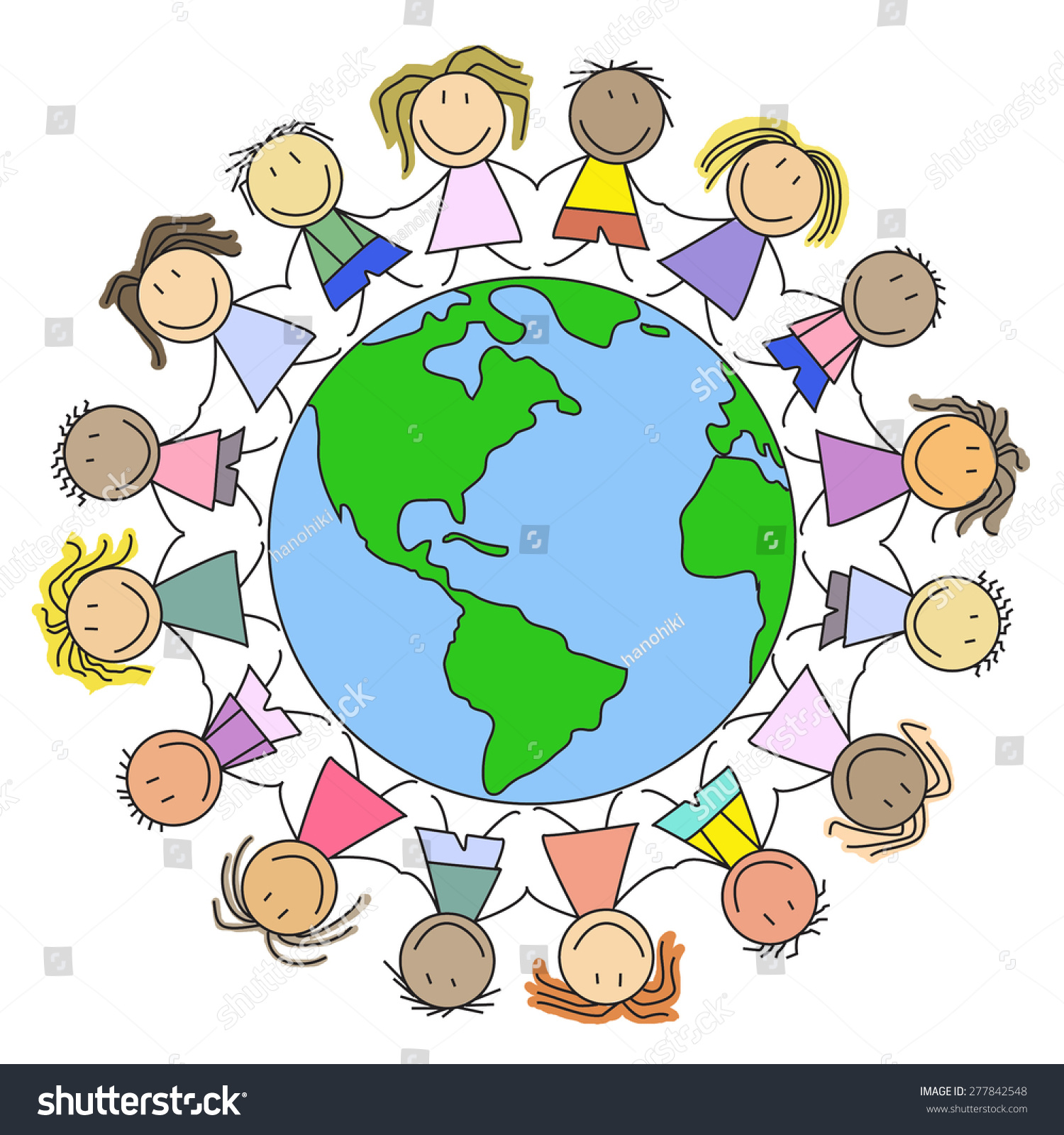 Kids World Children On Globe Drawing Stock Illustration 277842548 ...