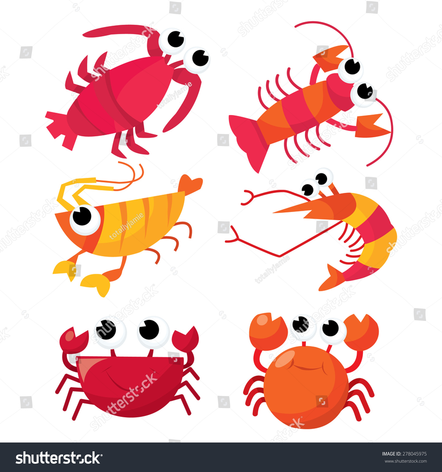 Cartoon Vector Illustration Set Six Cute Stock Vector (Royalty Free ...