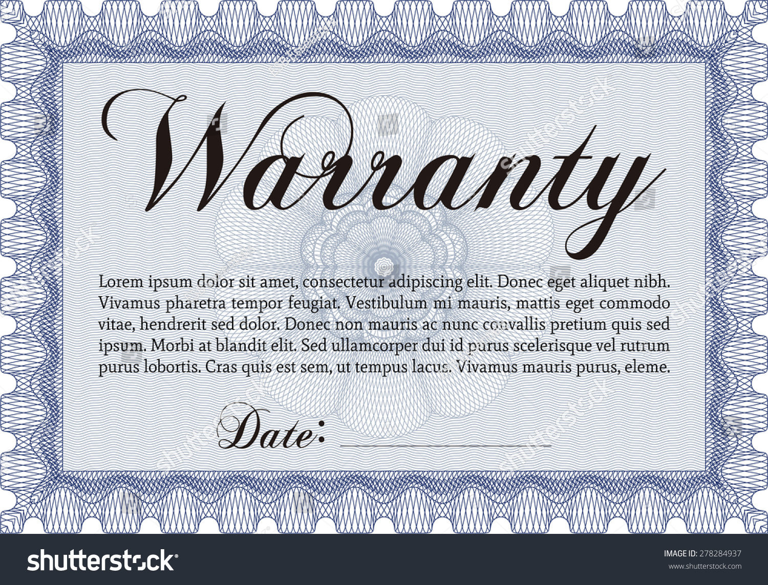 Sample Warranty Complex Border Design Includes Stock Vector (Royalty ...