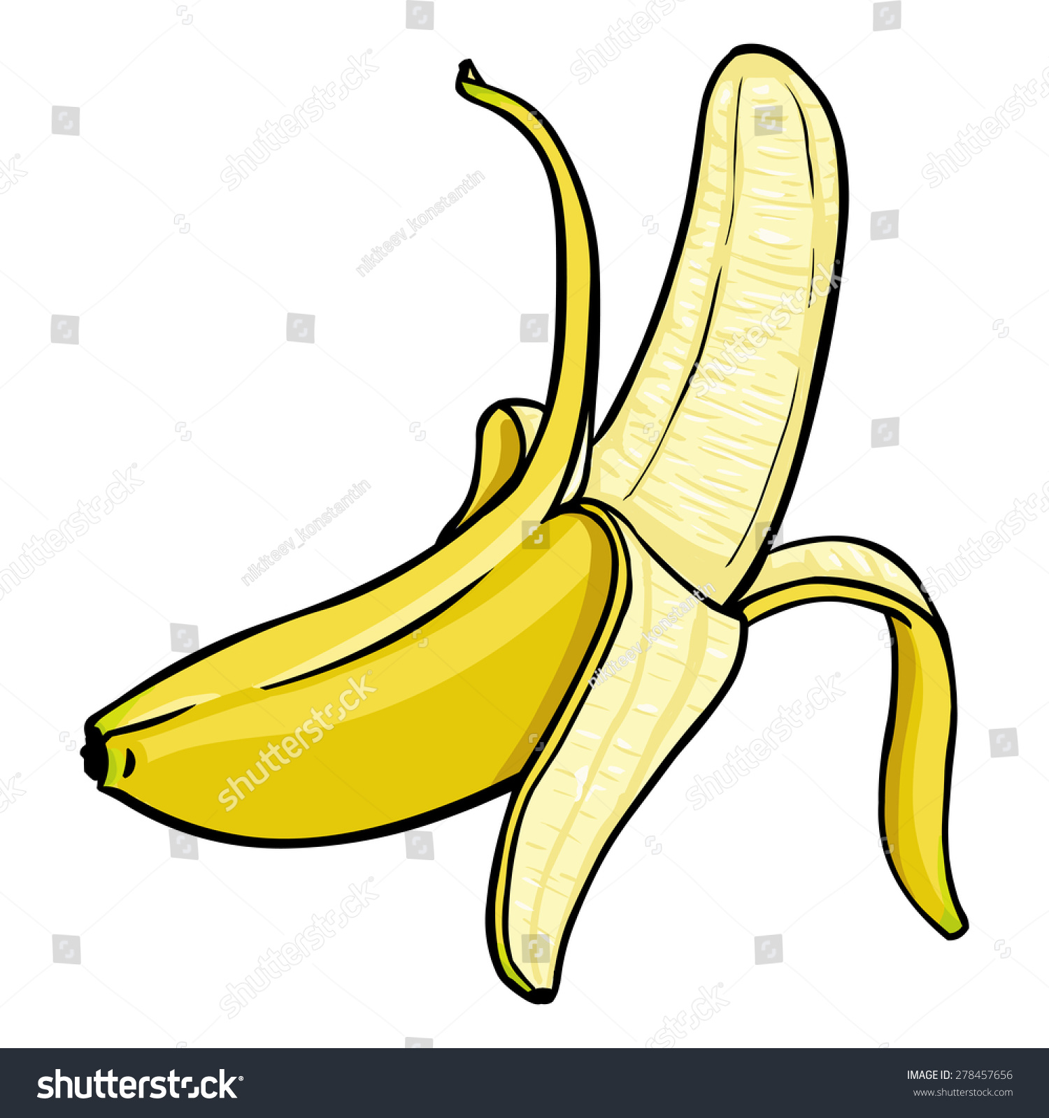 Vector Single Cartoon Peeled Banana Stock Vector (Royalty Free ...