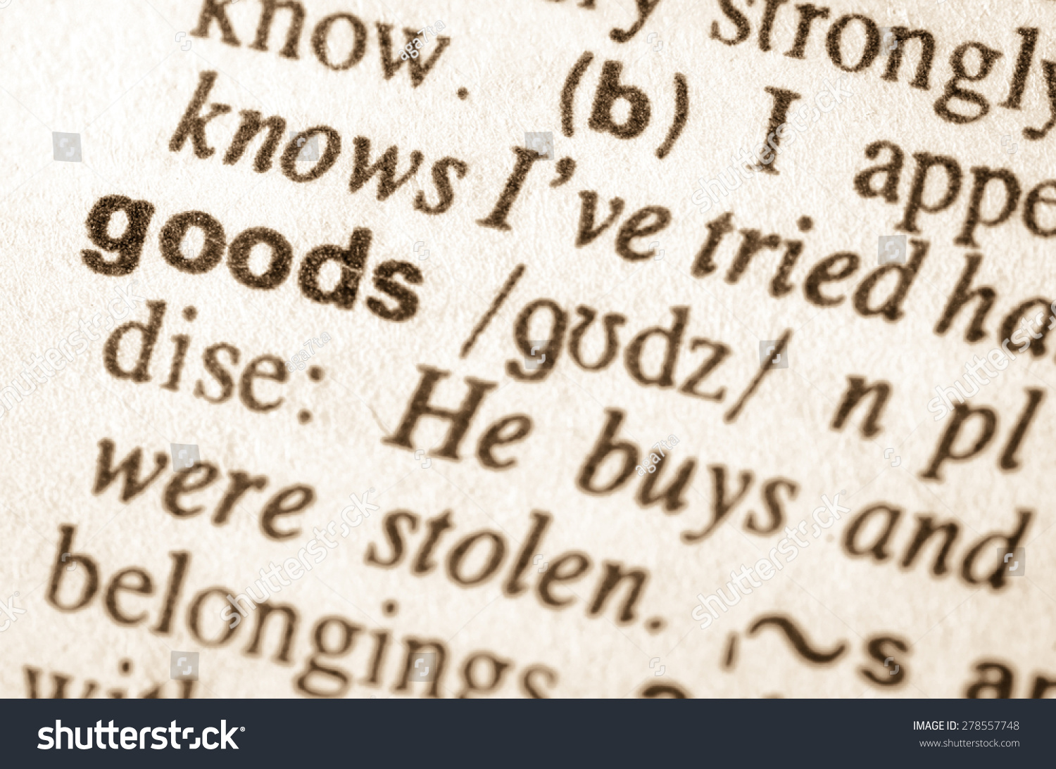 Definition Word Goods Dictionary Stock Photo 278557748 | Shutterstock