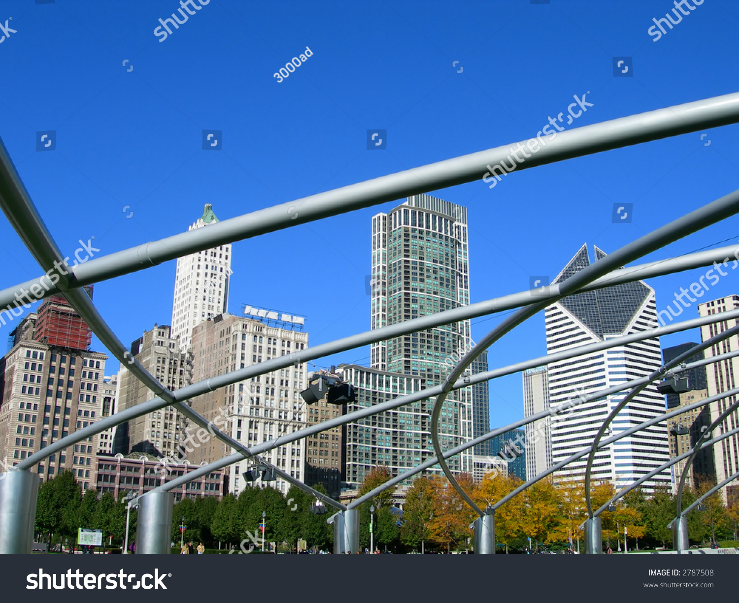 Chicago Skyline Millennium Park Theater Park Stock Photo 2787508