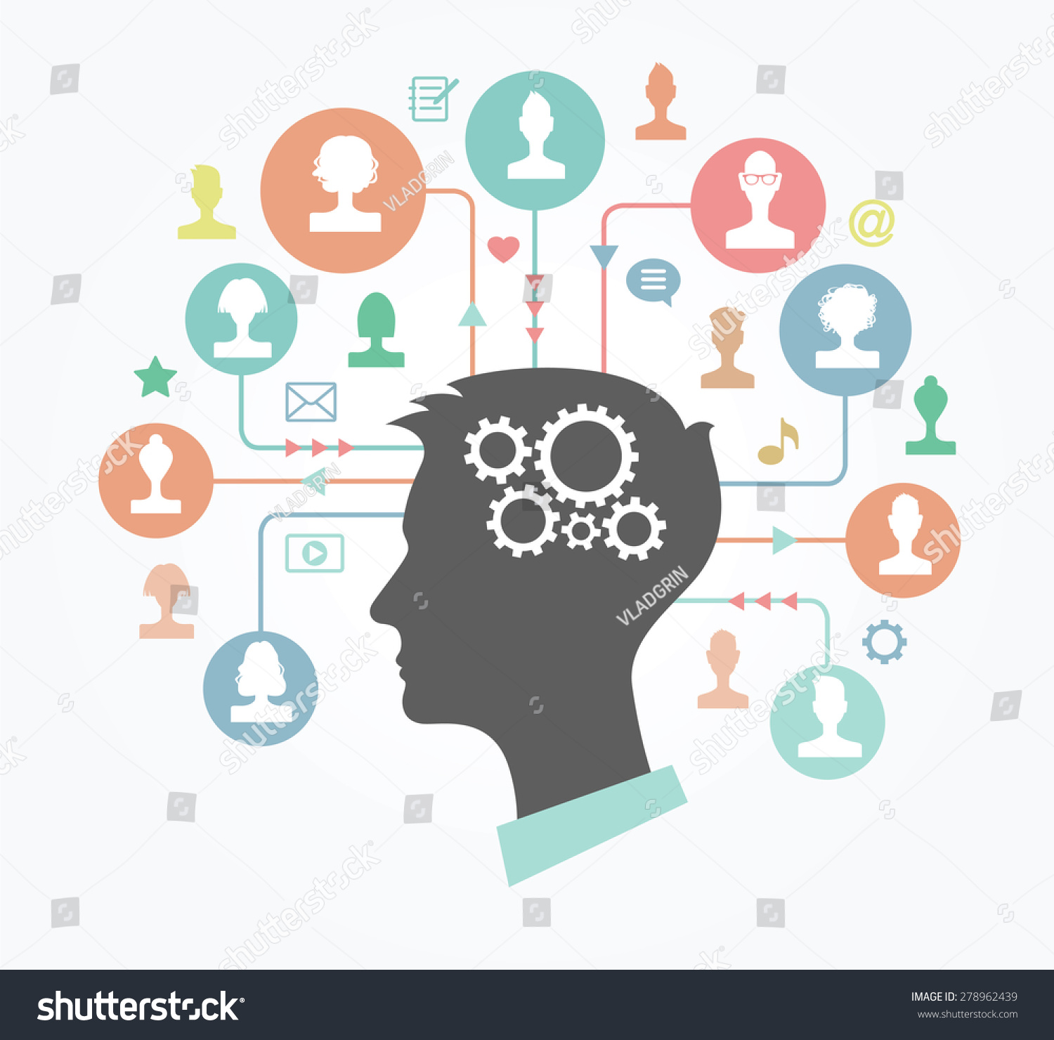 Concept Communication Silhouette Head Young Man Stock Vector (Royalty ...