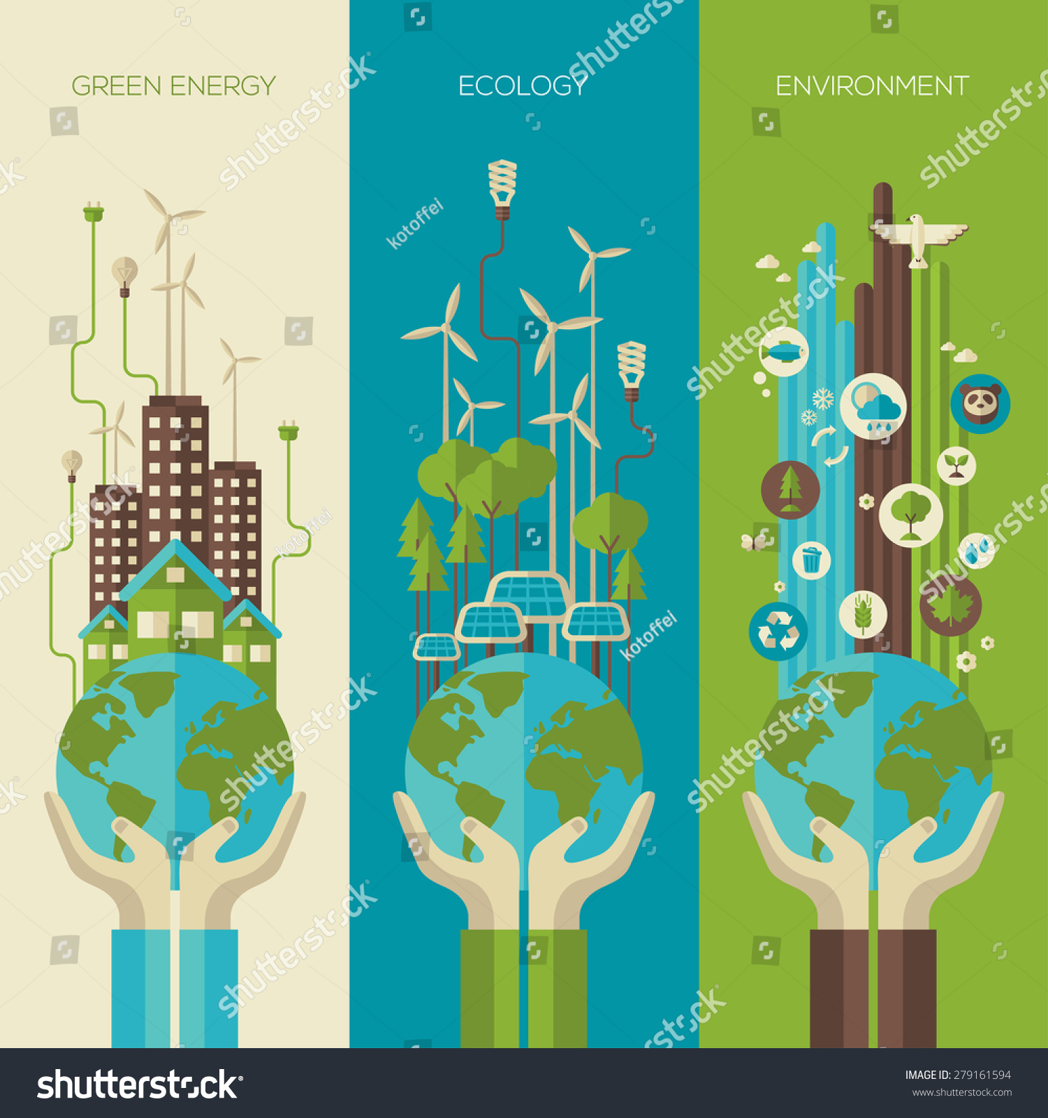 Environmental Protection Ecology Concept Vertical Banners Stock Vector ...