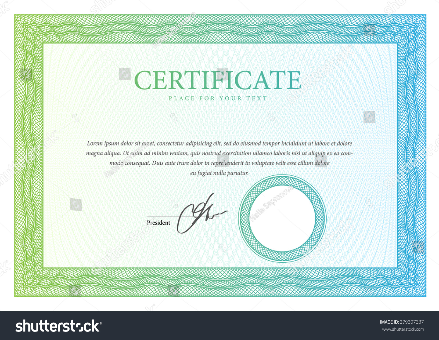 Template Horizontal Certificate Diplomas Vector Stock Vector (Royalty ...