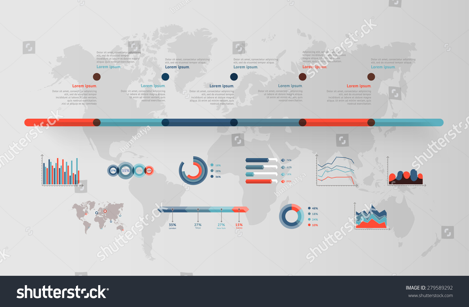 Timeline Vector Infographic World Map Stock Vector (Royalty Free ...