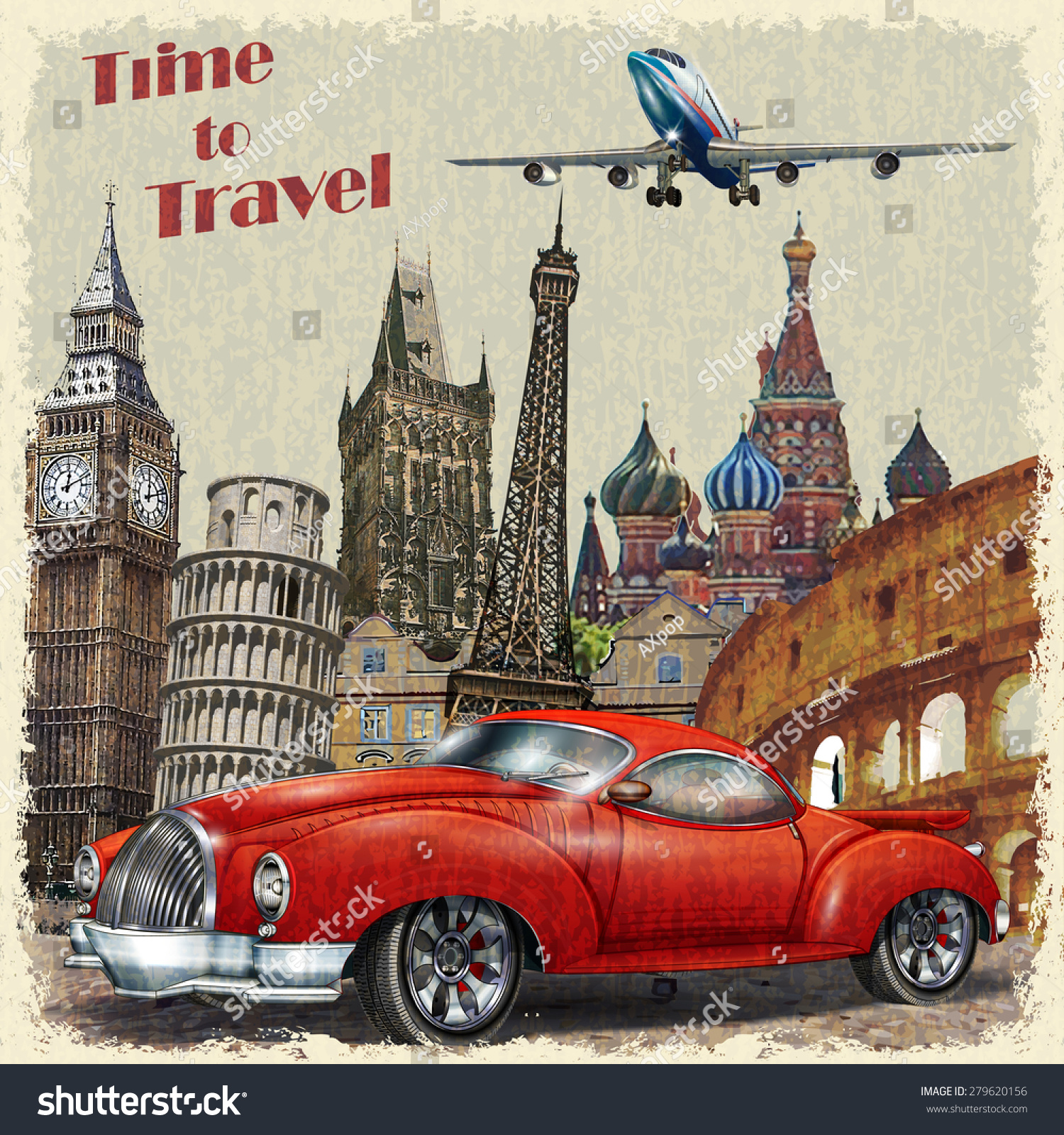 Vintage Travel Poster Stock Vector (royalty Free) 279620156 