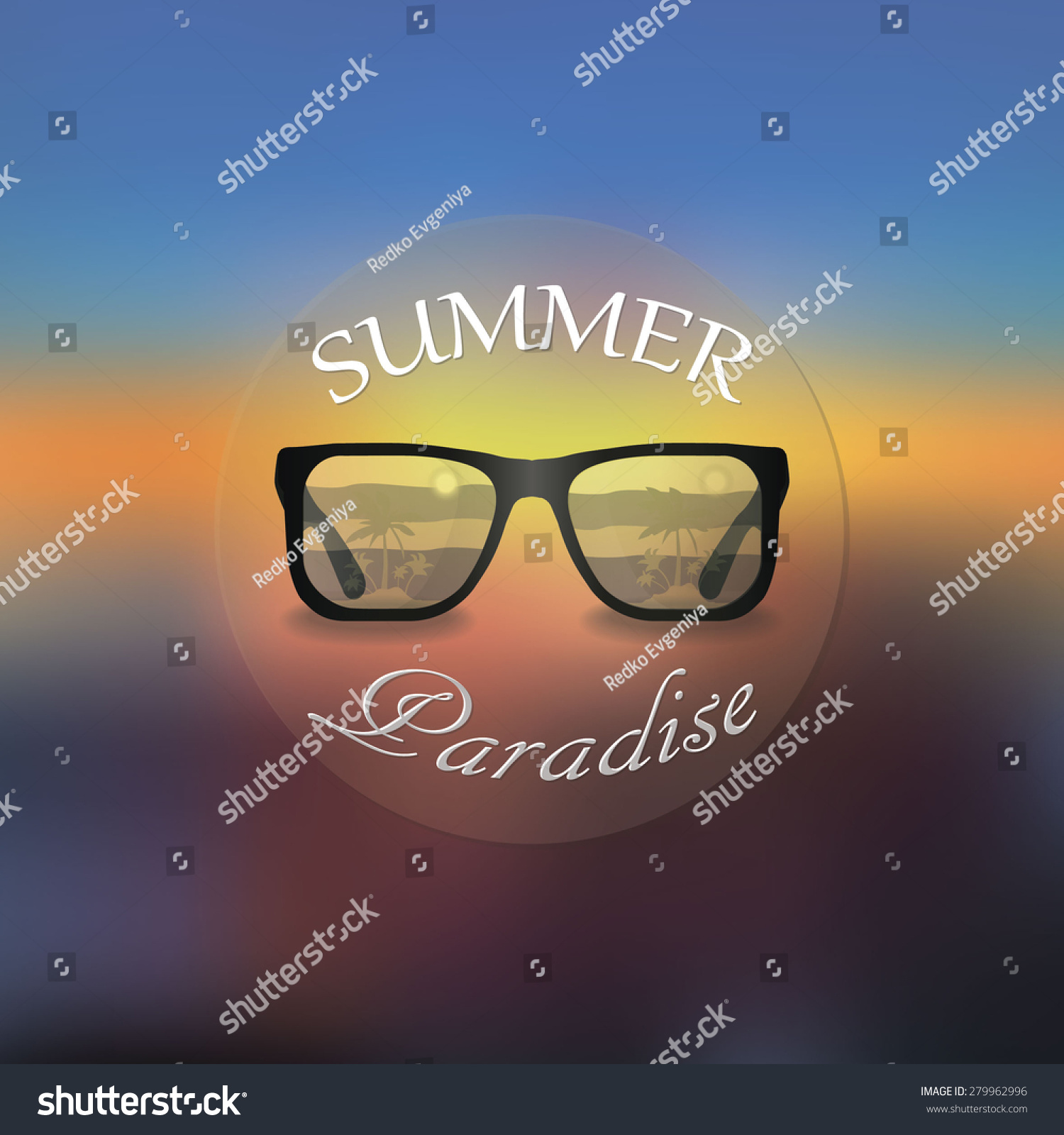 Sunglasses Tropical Island Reflection Summer Background Stock Vector Royalty Free 279962996