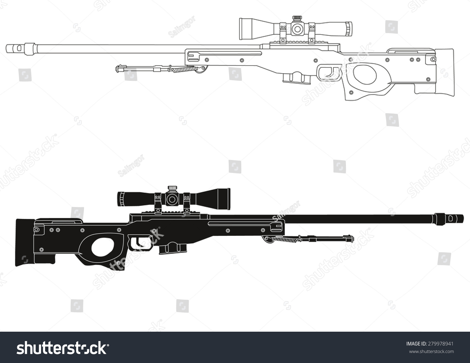 Чертеж снайперской винтовки AWP С размерами