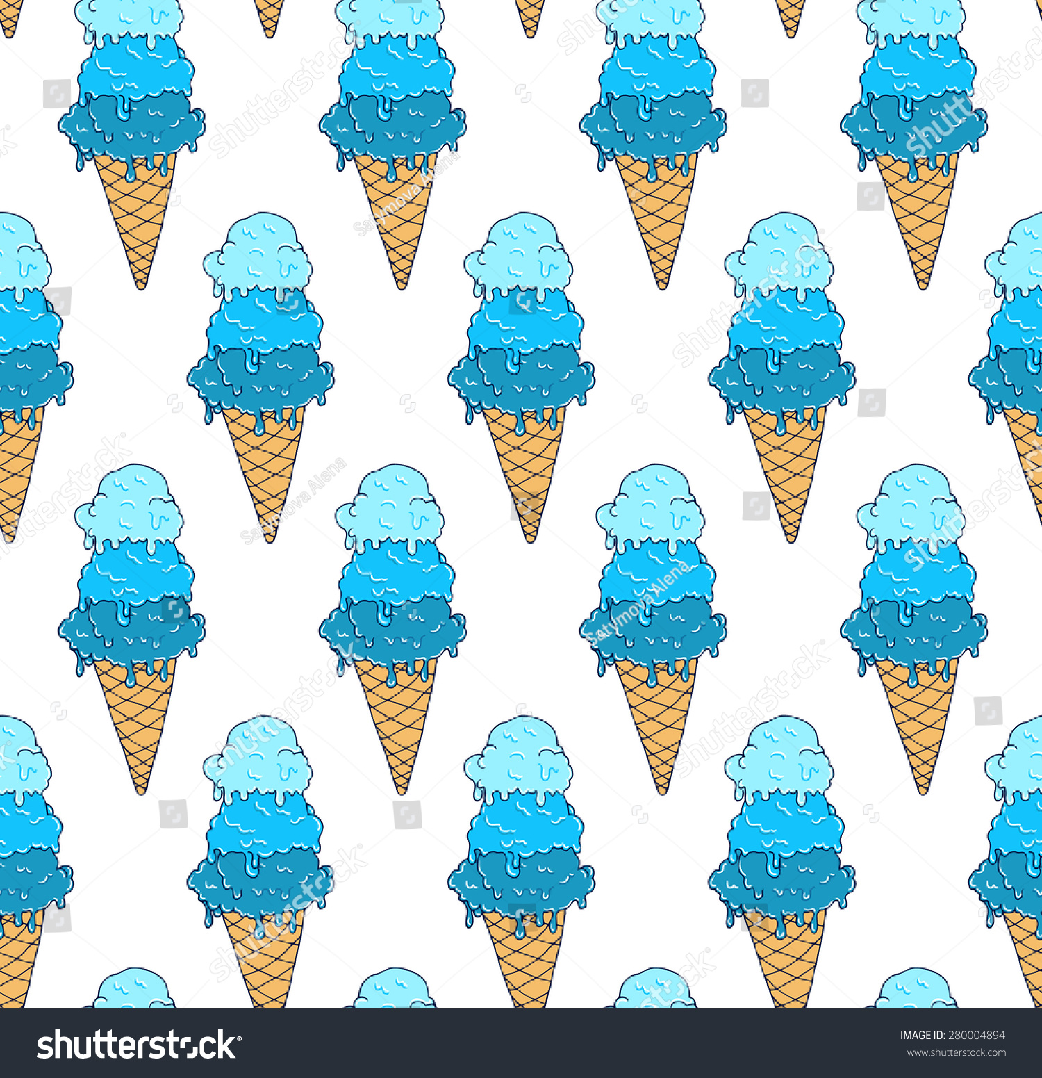 Seamless Pattern Melted Ice Cream Three Stock Vector (Royalty Free ...