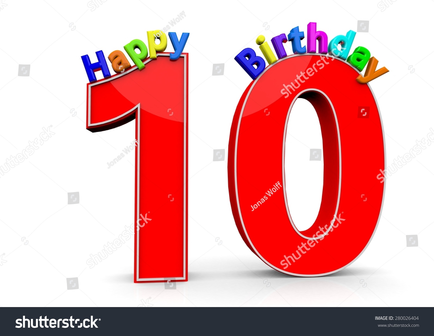 Big Red Number 10 Happy Birthday Stock Illustration 280026404 ...