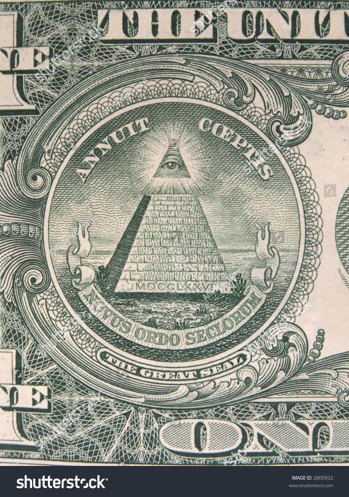 Dollar Bill Pyramid Eye Close Stock Photo 2800932 