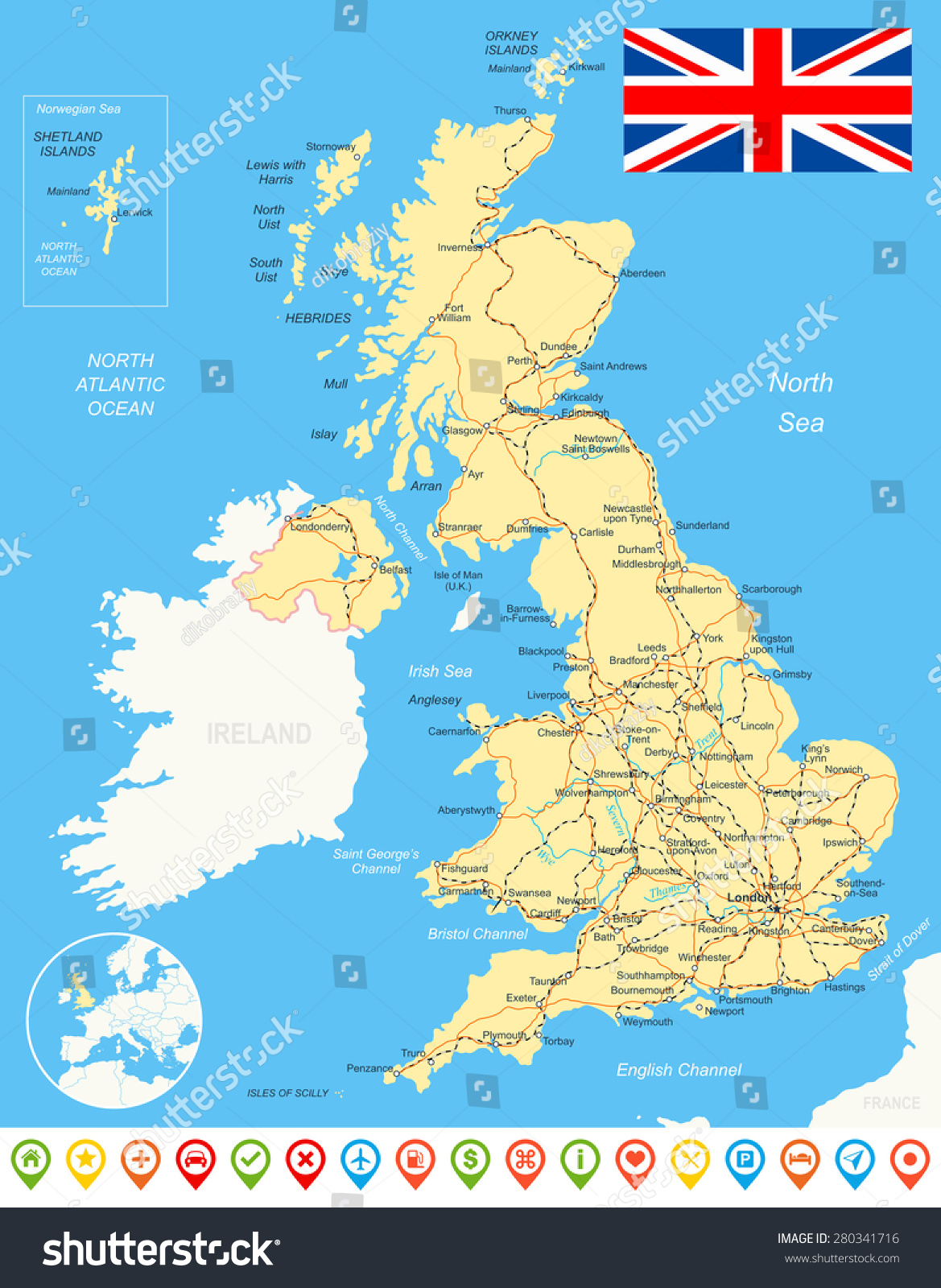 Карта Британии без надписей