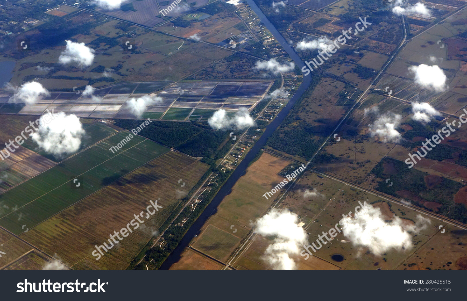 Stock Photo Aerial View Of The Kissimmee River Which Was Straightened By The Army Corps Of Engineers Which 280425515 