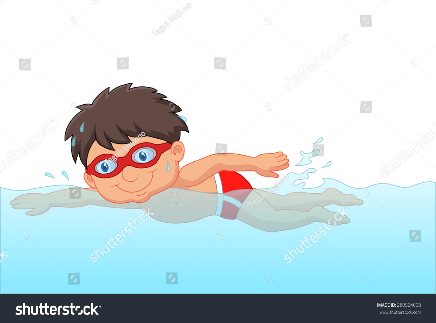 Мальчик плавает мультяшный