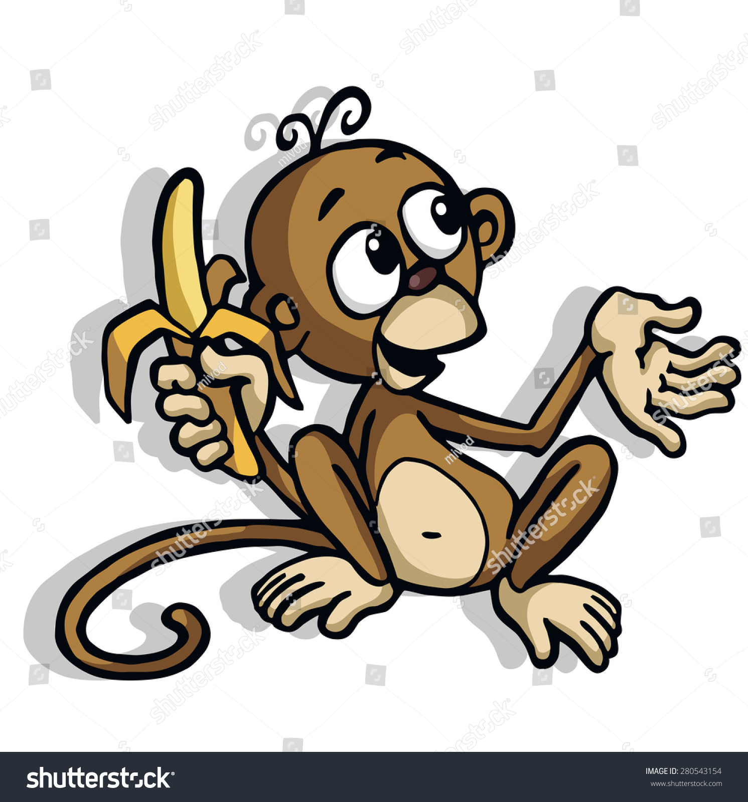 Карикатура обезьяна с бананом