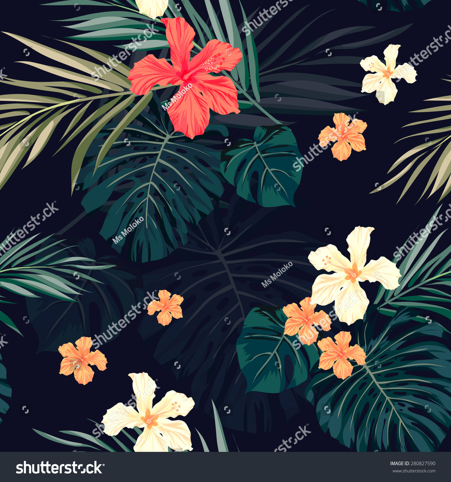 Summer Colorful Hawaiian Seamless Pattern Tropical Stock Vector ...