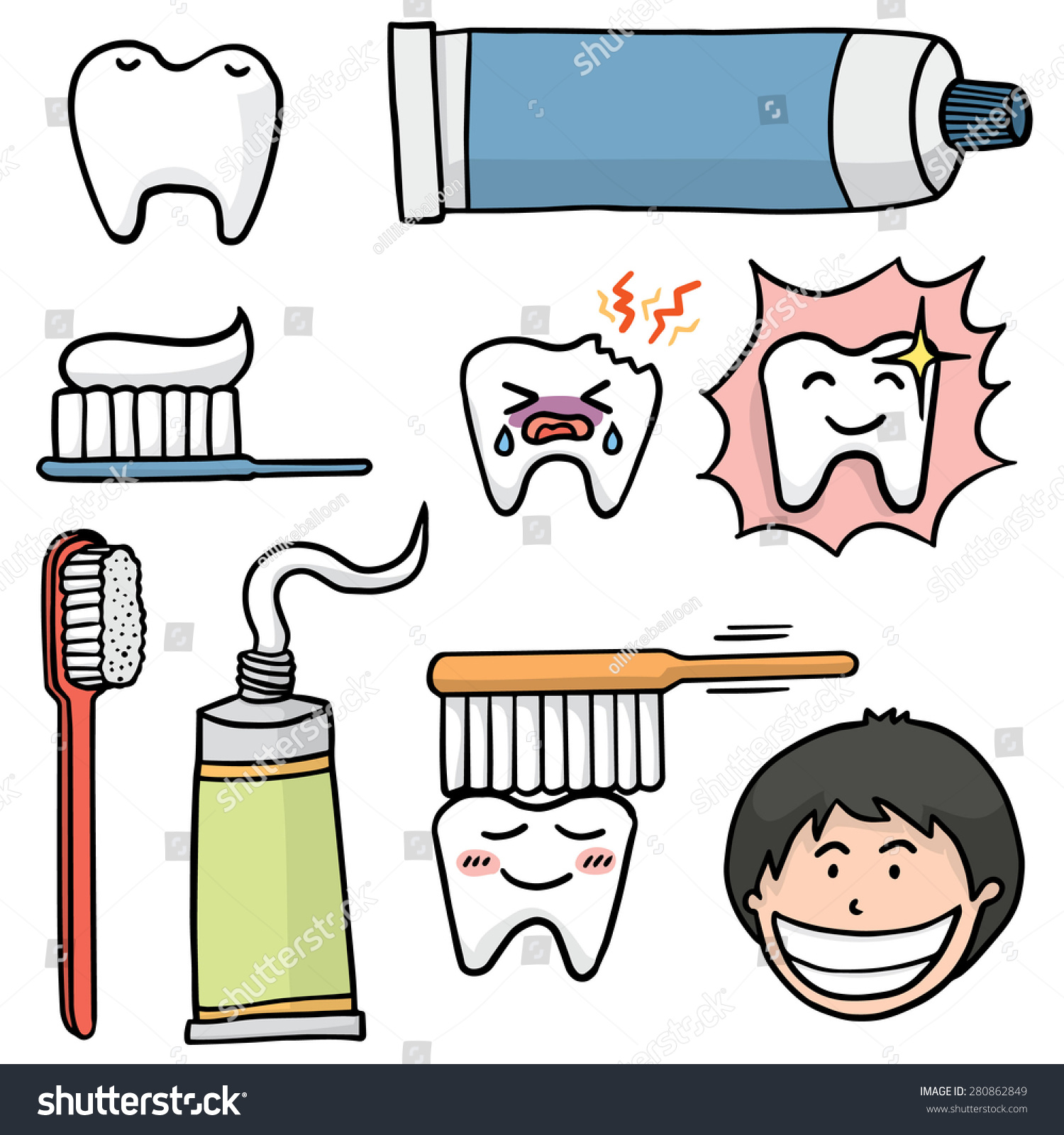 Tooth Teeth Vector Icons Set Stock Vector Royalty Free 280862849 Shutterstock