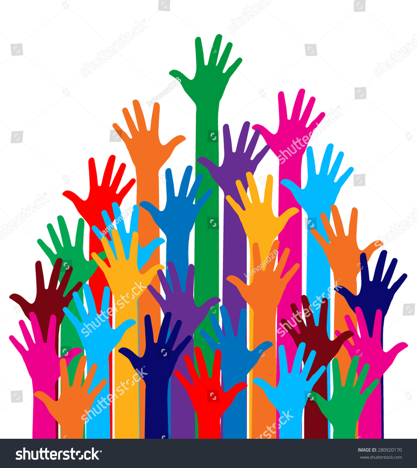 Raised Hands Vector Illustration Stock Vector (Royalty Free) 280920170 ...