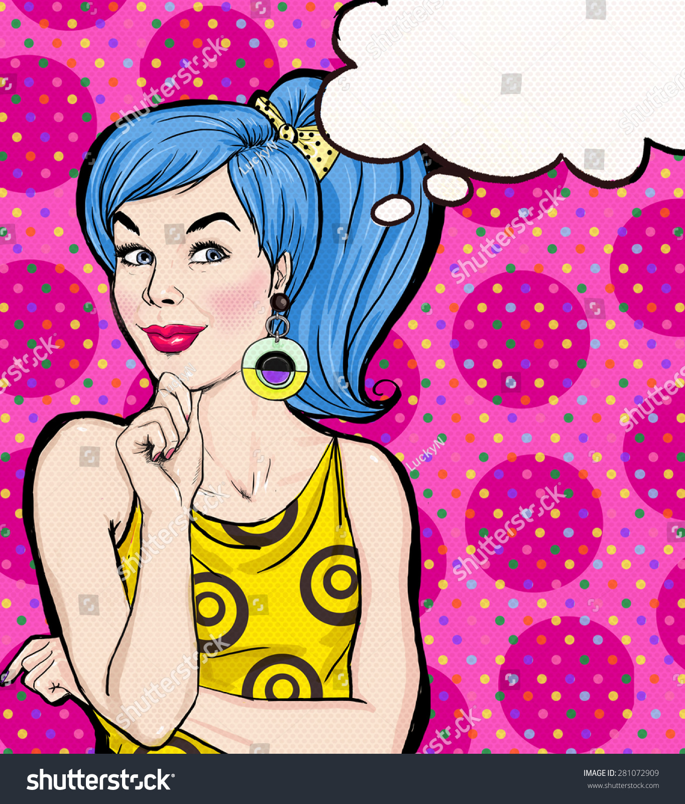 Pop Art Illustration Blue Hair Girl Ilustrações Stock 281072909 Shutterstock 6914