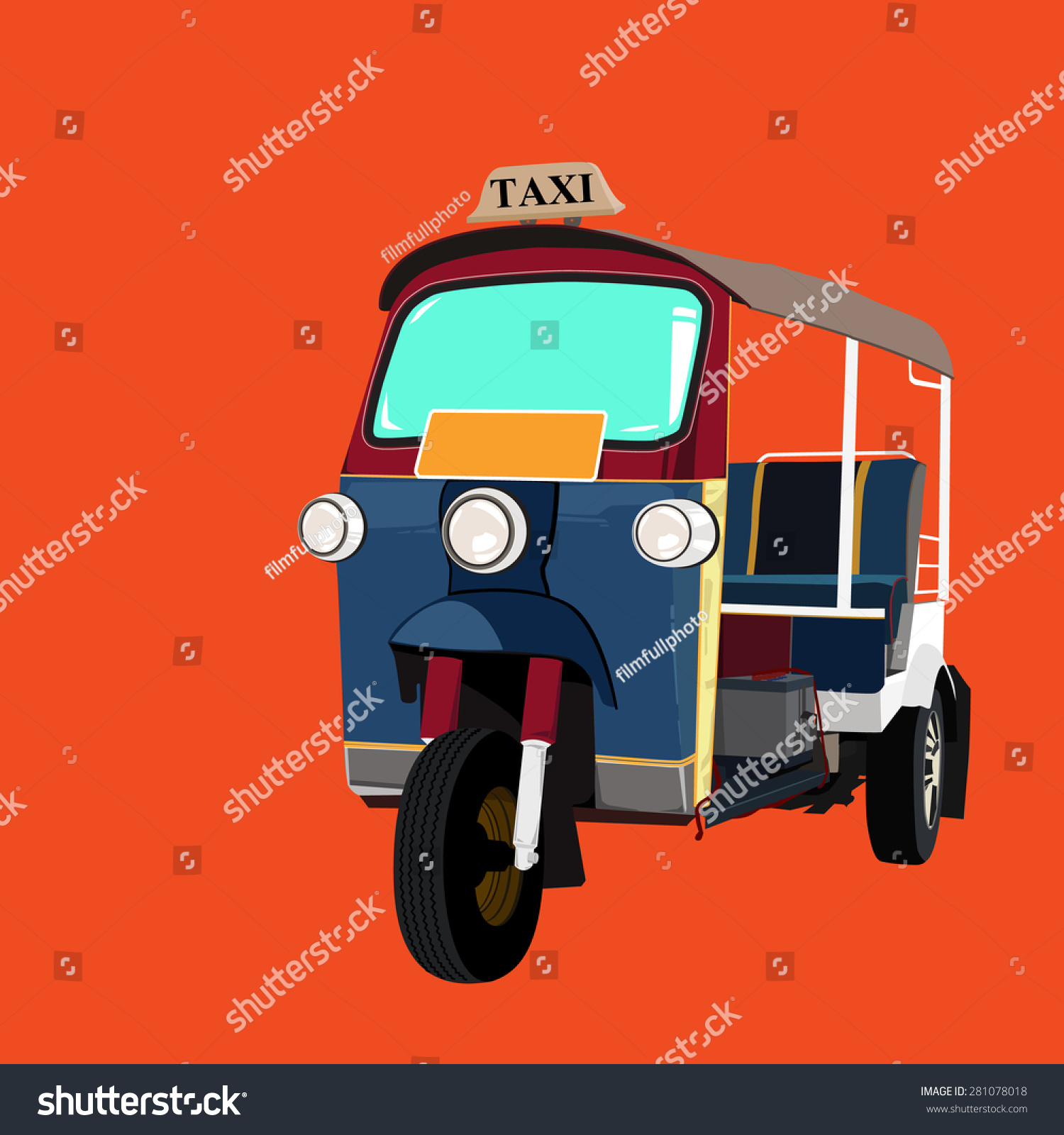 Thai Traditional Tuk Tuk Bangkok Thailand Stock Vector (Royalty Free ...