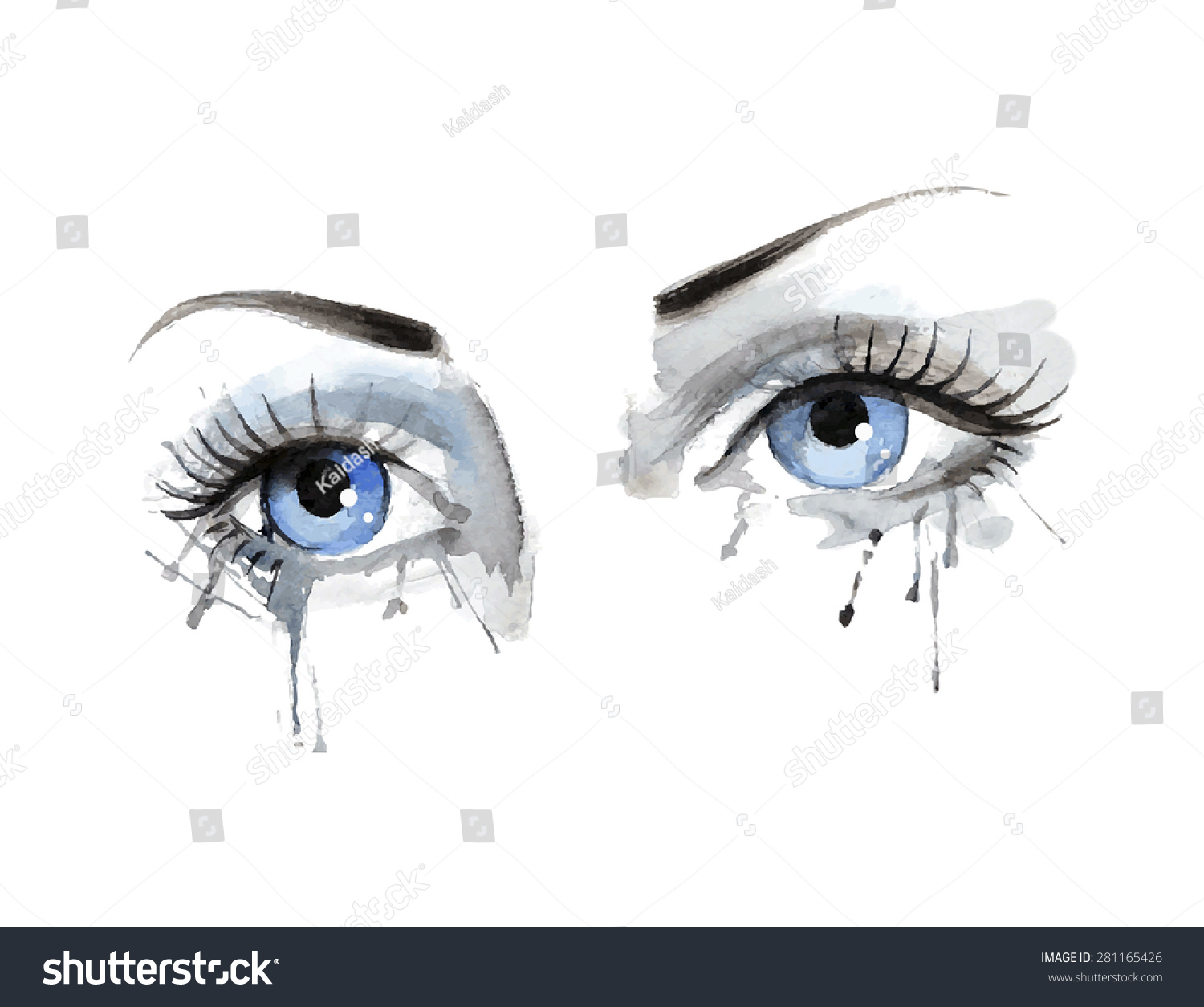 Watercolor Eye Vector Illustration Freehand Beautiful Stock Vector ...