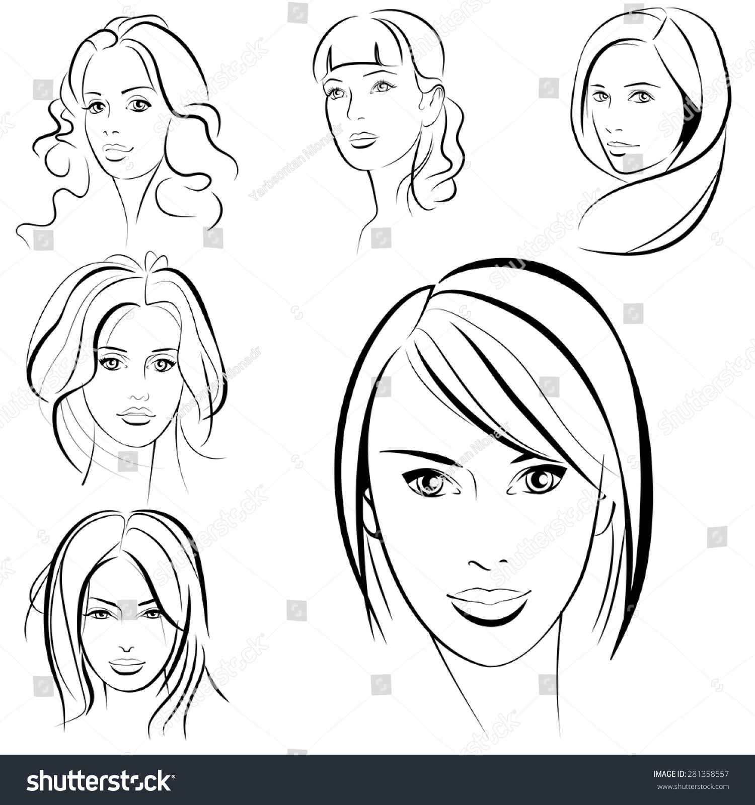 Beauty Girl Fashion Beautiful Woman Face Stock Vector (Royalty Free ...