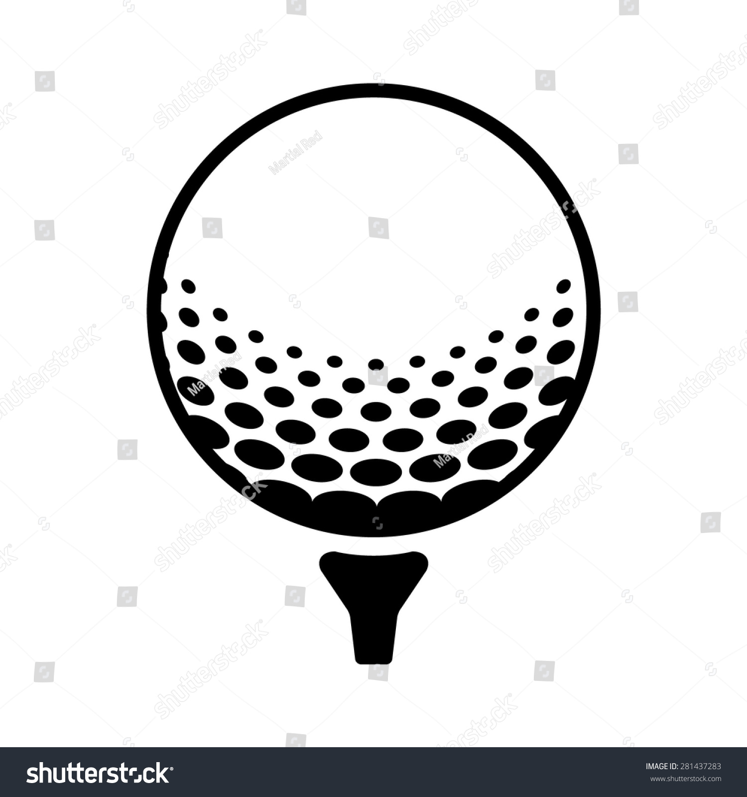 Golf Ball Golfball On Tee Line Stock Vector (Royalty Free) 281437283 ...