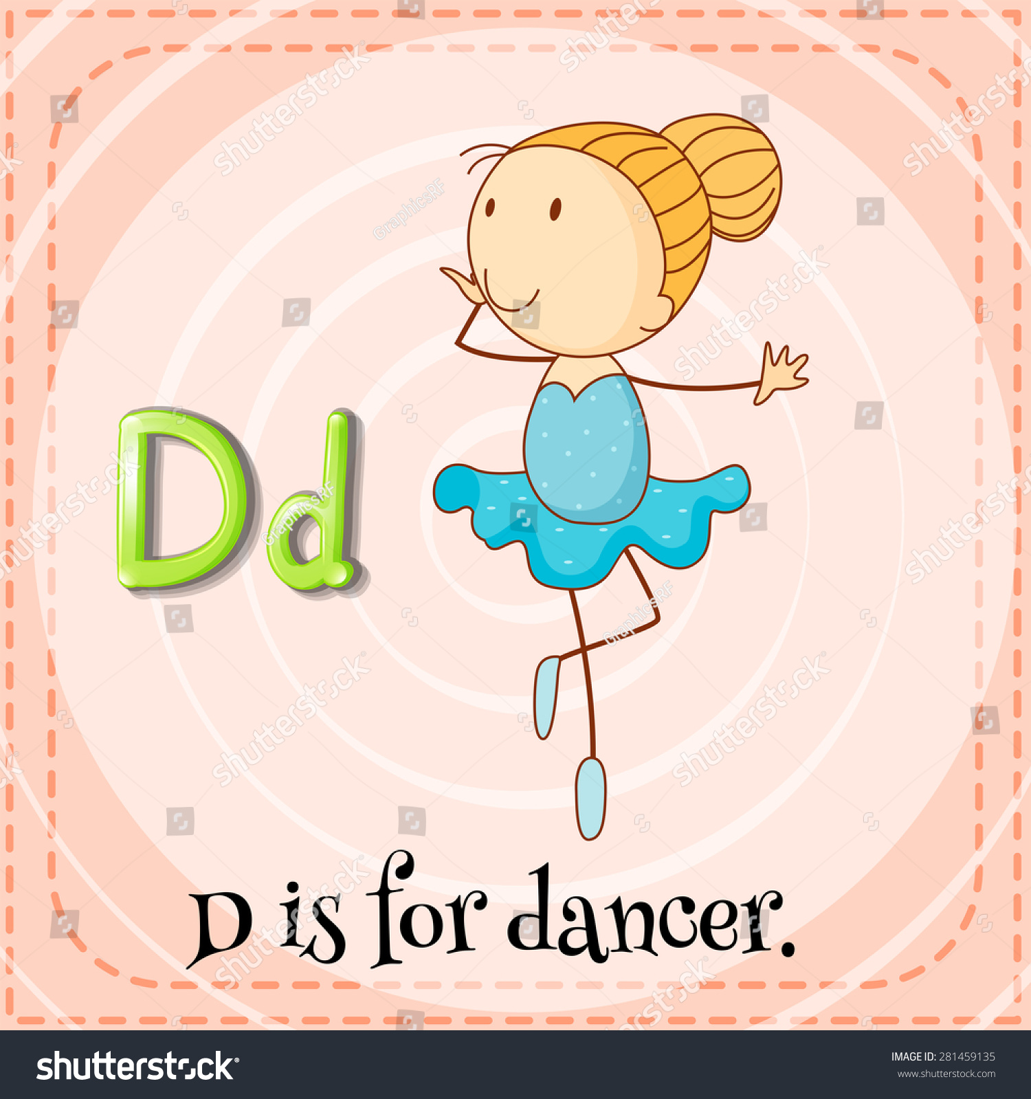 Flashcard Letter D Dancer Stock Vector (Royalty Free) 281459135 ...