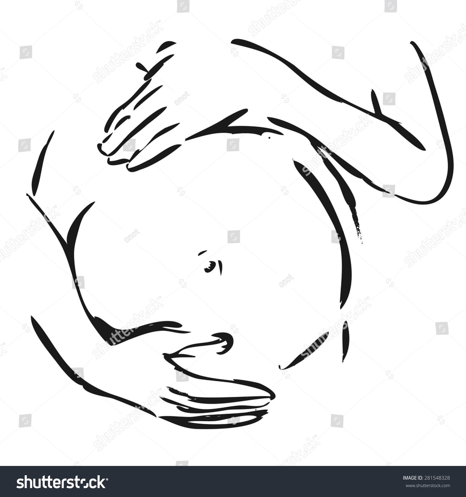 Line Drawing Pregnant Belly: стоковая векторная графика (без лицензионных п...