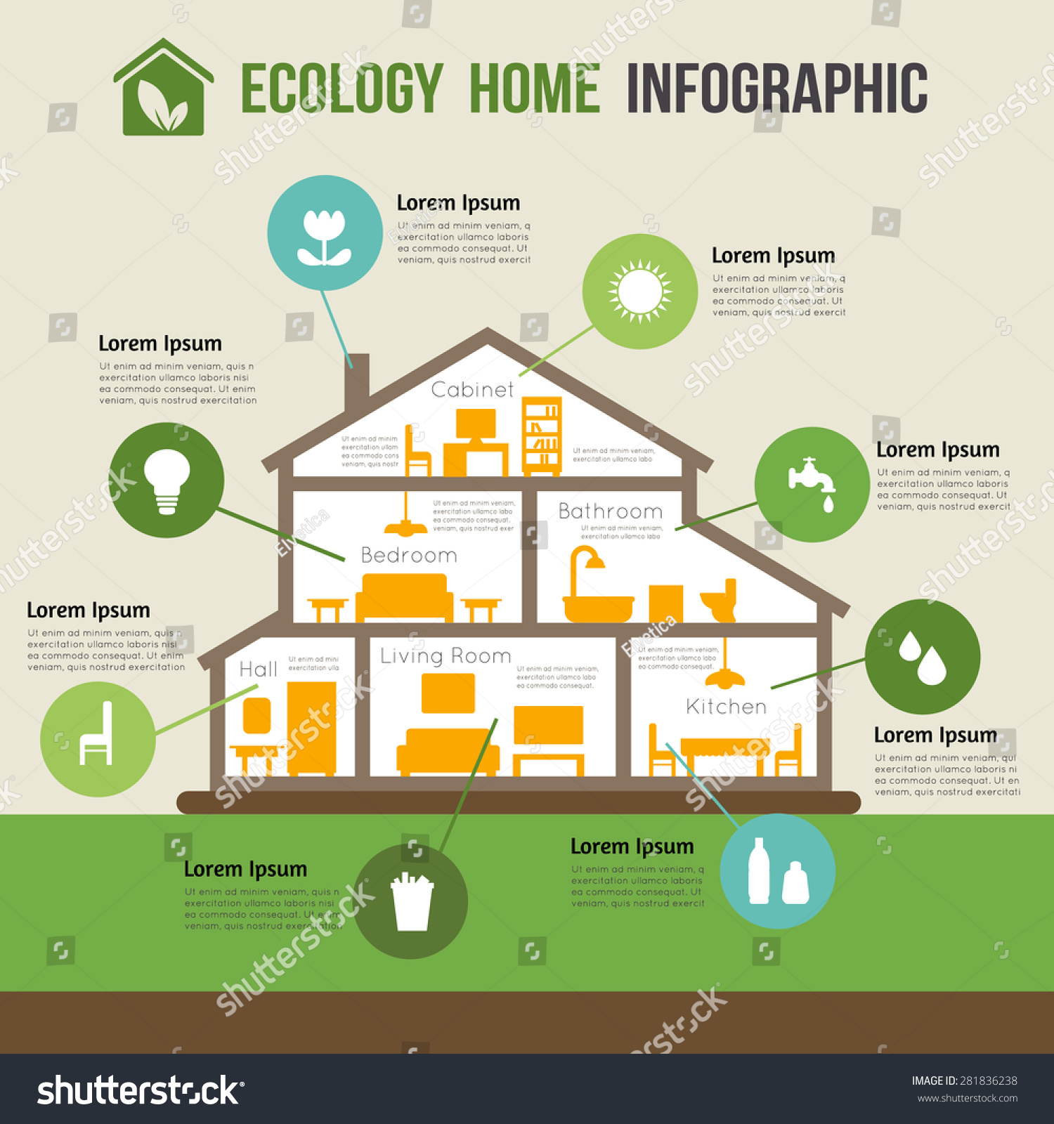 Ecofriendly Home Infographic Ecology Green House Stock Vector (Royalty ...