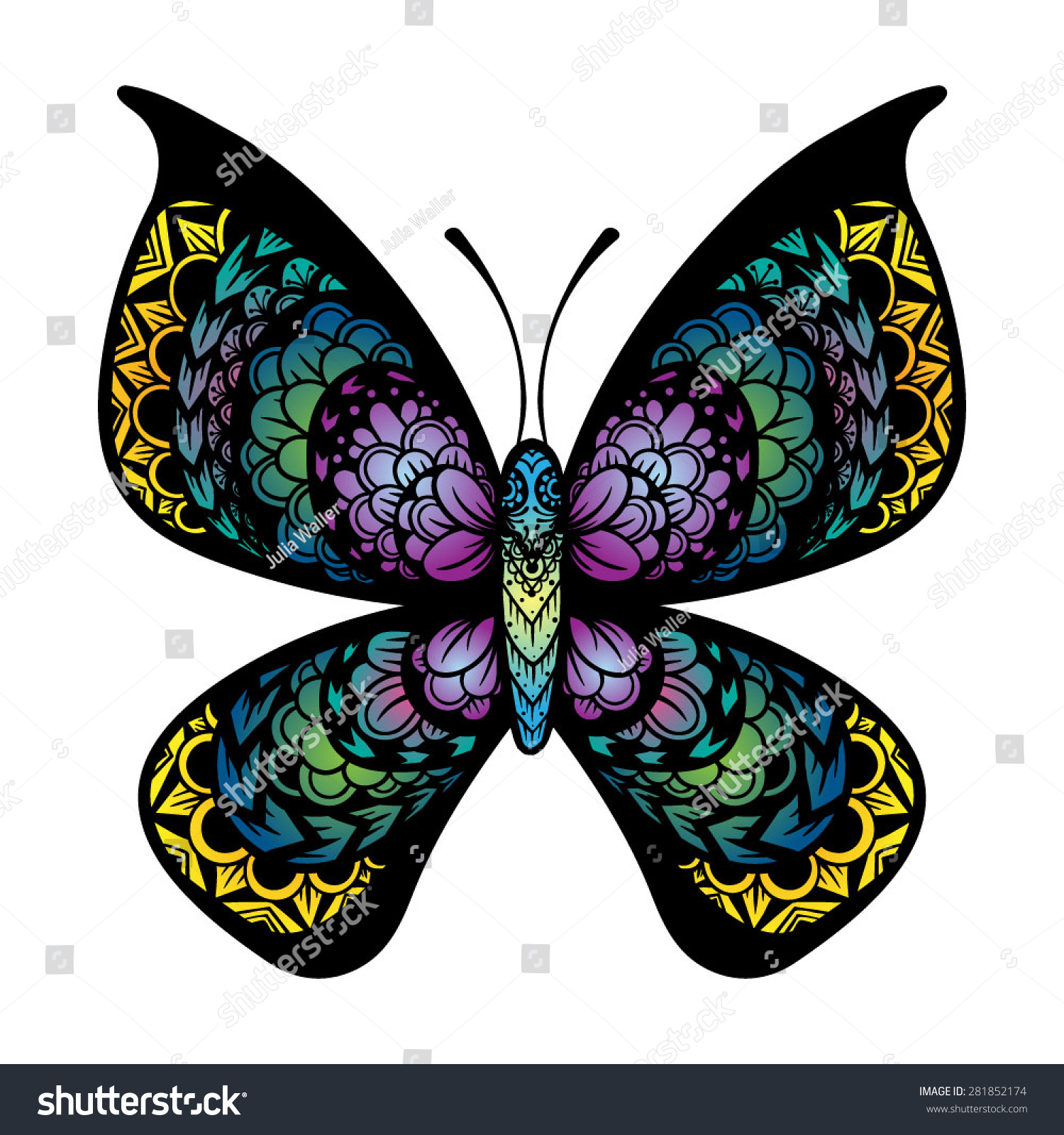 Vector Color Tattoo Butterfly Illustration Stock Vector (Royalty Free ...