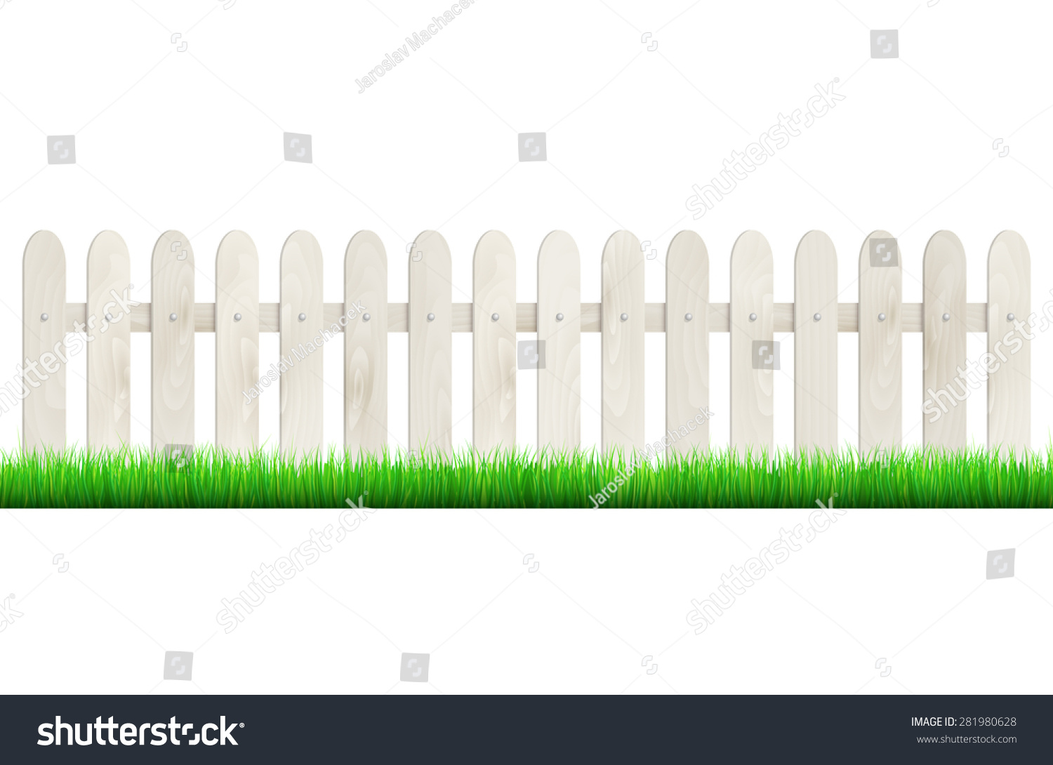 Fence Light Wood Green Grass Isolated Stock Vector (Royalty Free ...