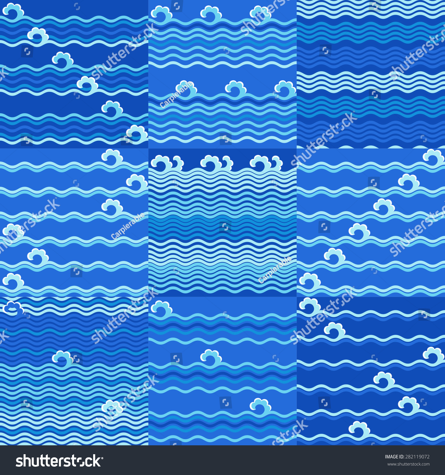 Set Nine Abstract Waves Patterns Stock Vector (Royalty Free) 282119072