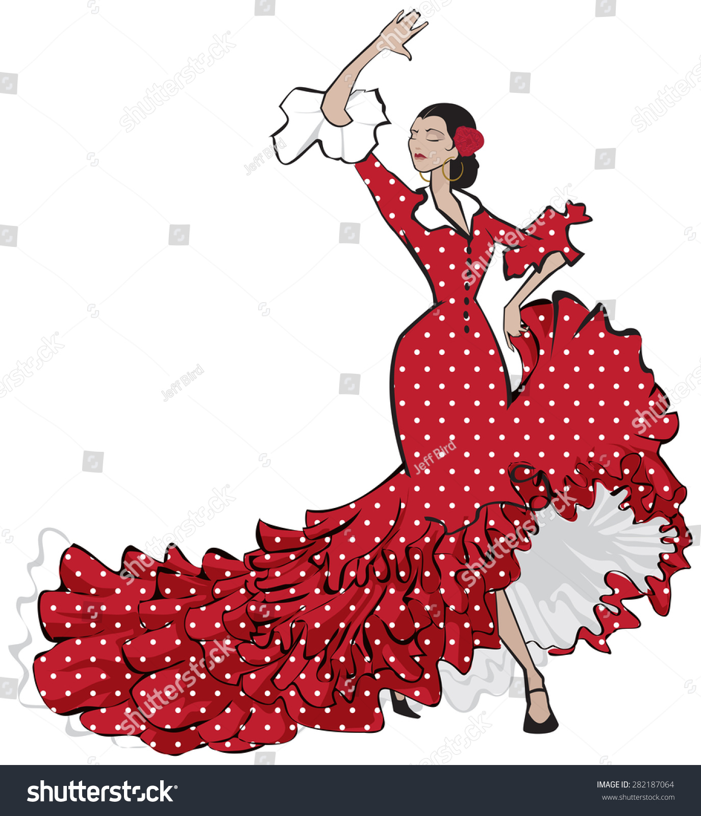 Рисунок испанки в Красном платье