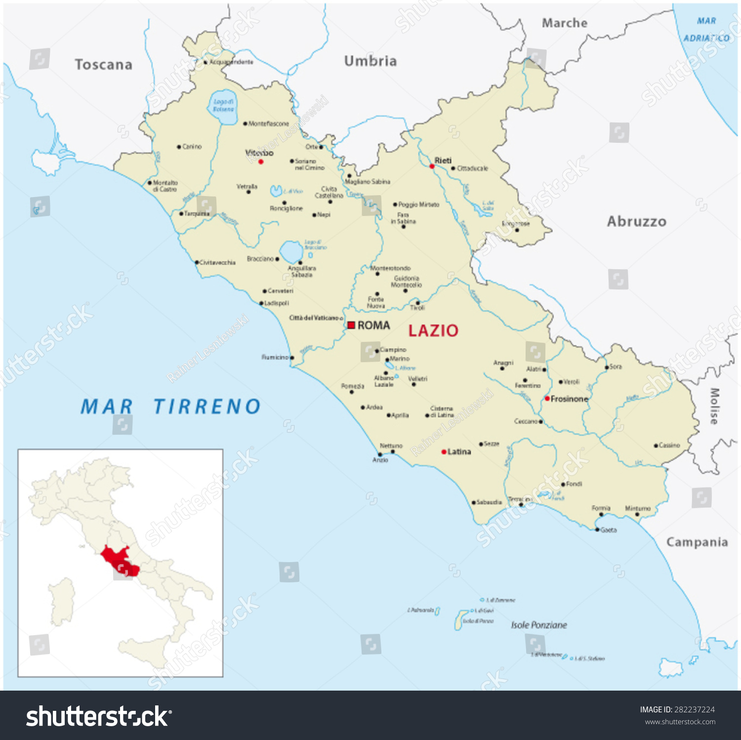 Lazio Map Outline Map Italy Stock Vector (Royalty Free) 282237224 ...
