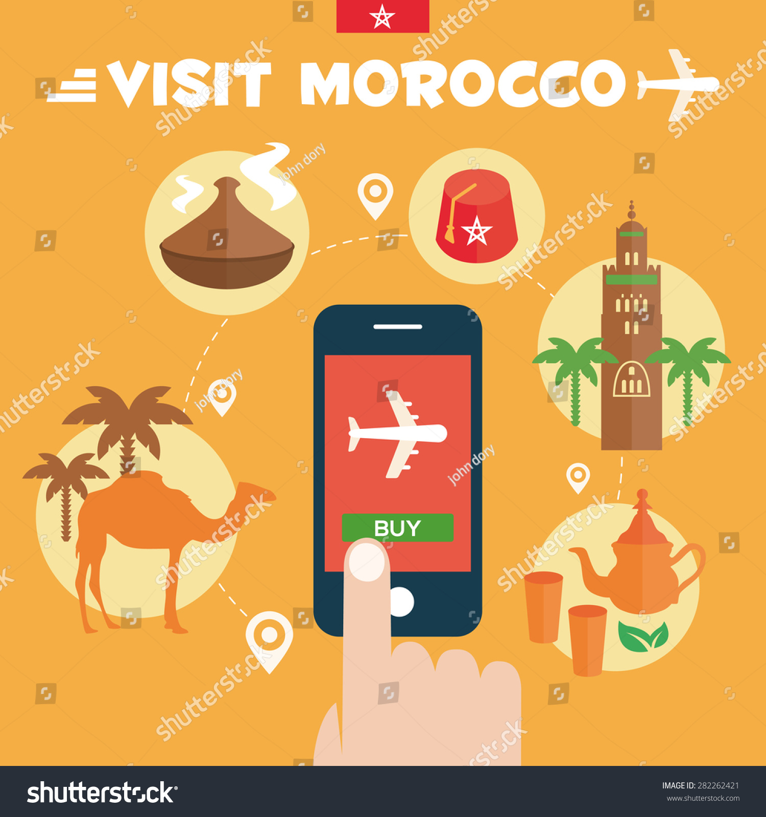 Buy Ticket Morocco Flat Icons Design Stock Vector (Royalty Free