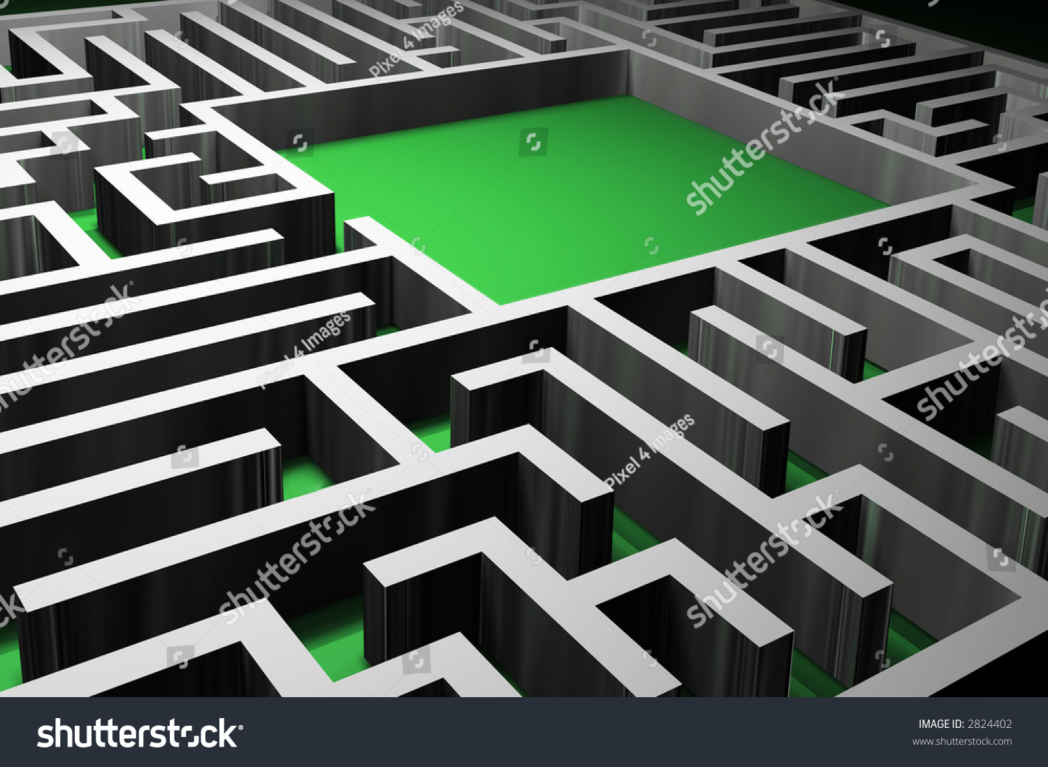 Abstract 3d Maze Render Labyrinth Concept Stock Photo 2824402