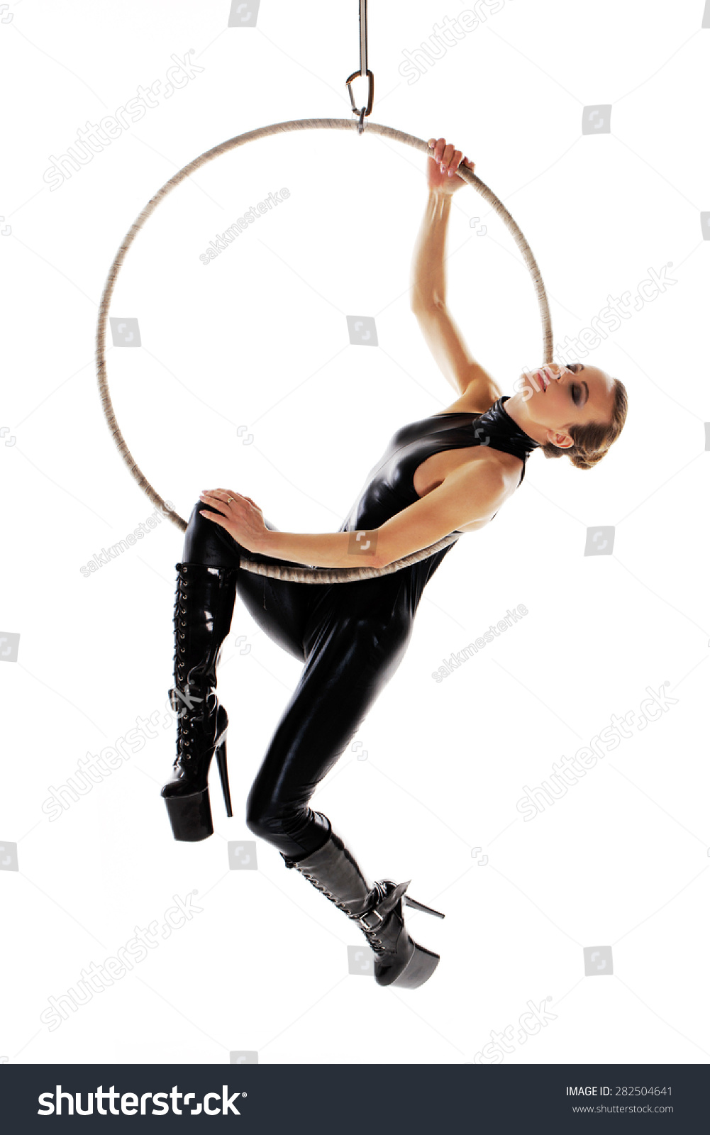 Sexy Woman Performer Latex Catsuit On Foto Stok 282504641 Shutterstock 