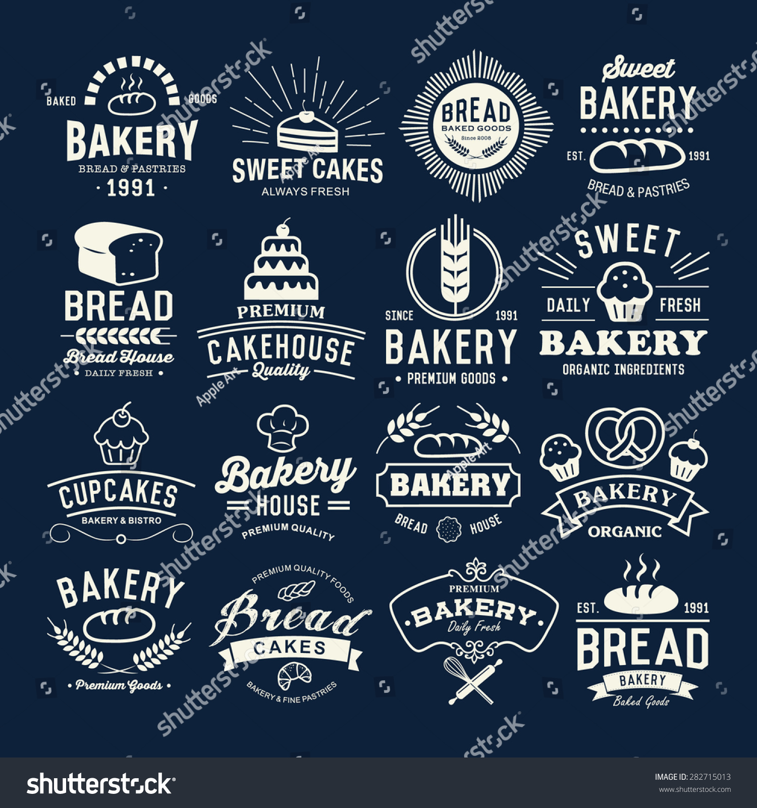 Bakery Logotypes Set Retro Bakery Labels Stock Vector (Royalty Free ...