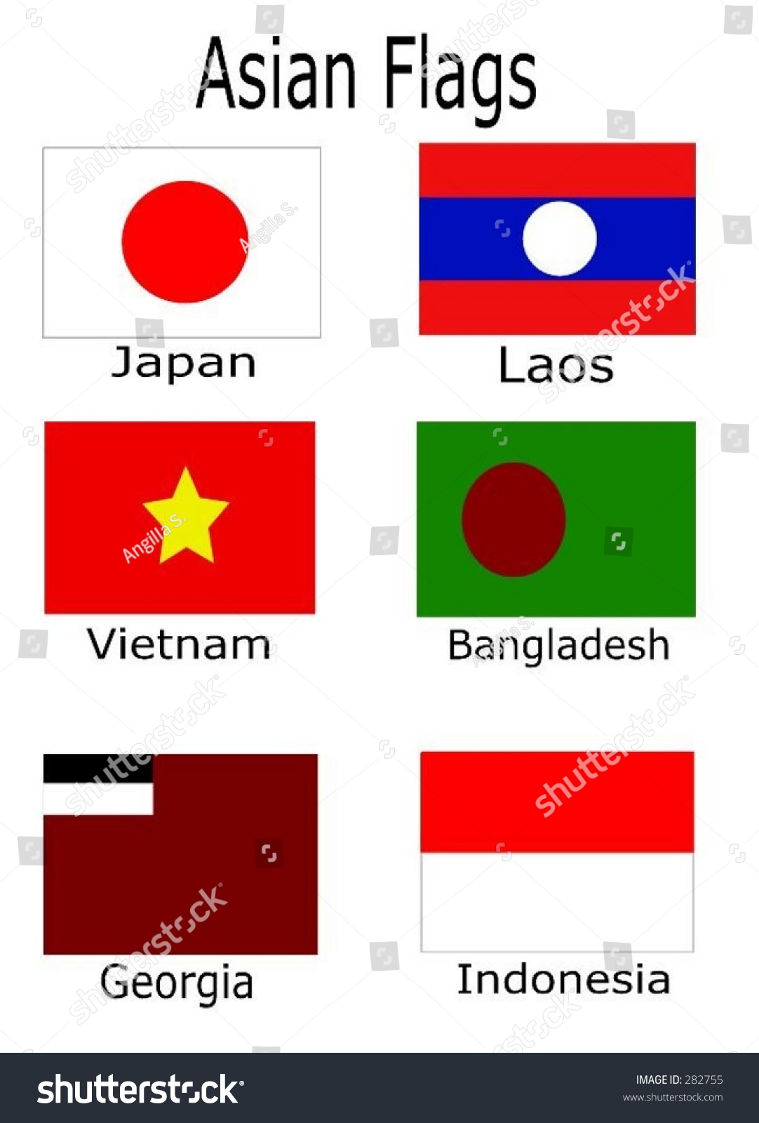 Asian Flags Japan Laos Vietnam Bangladesh Stock Vector (Royalty Free ...