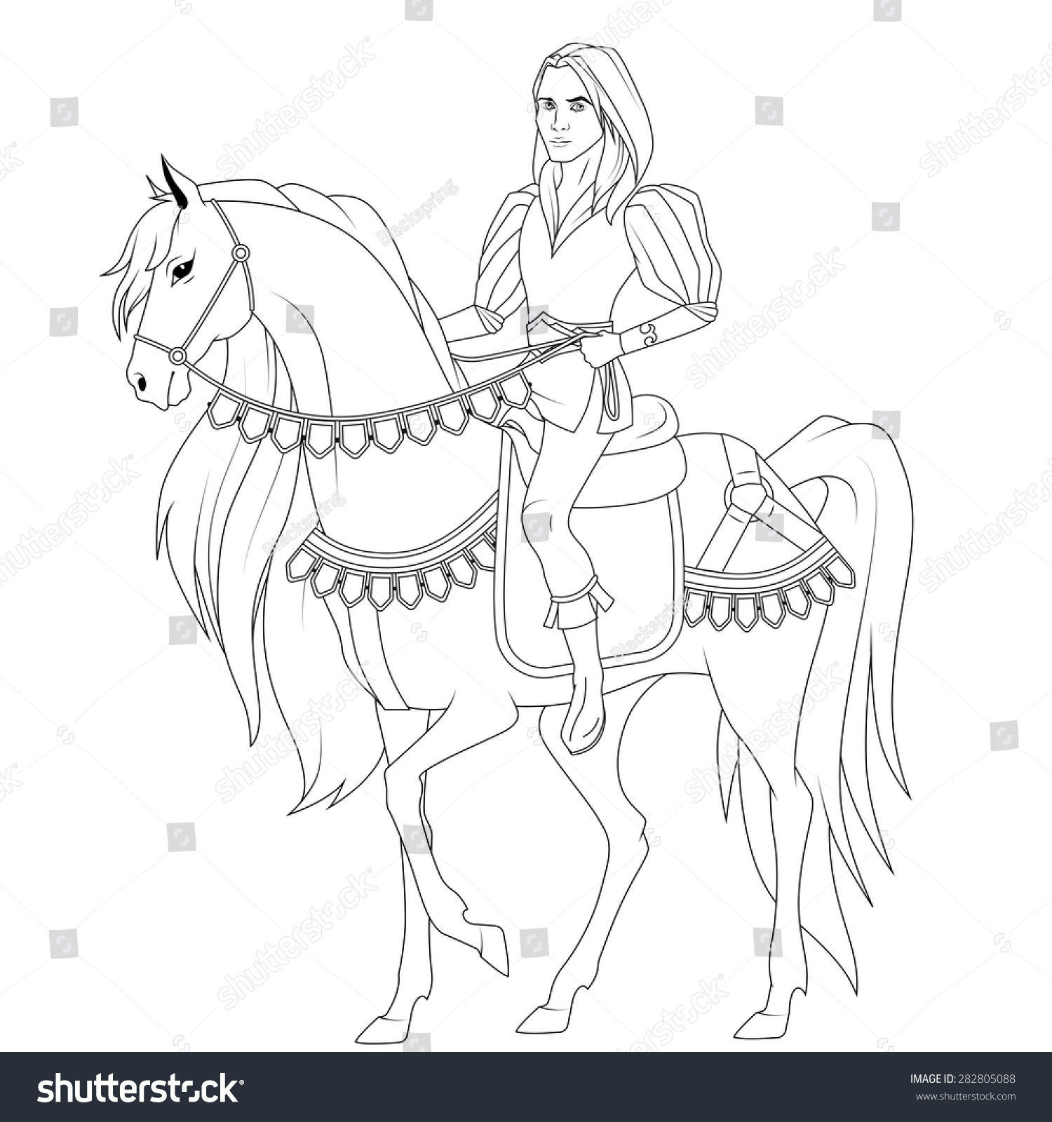 Раскраска принц на белом коне