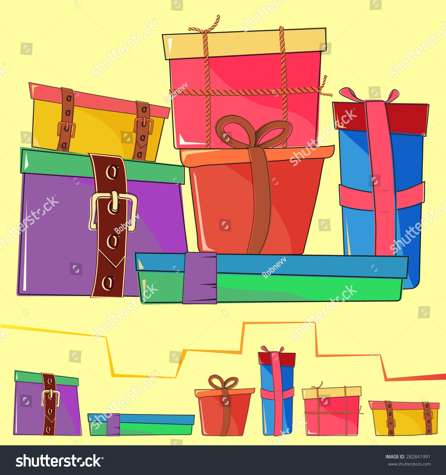 Vector Set Various Colored Boxes Side Stock Vector (Royalty Free ...