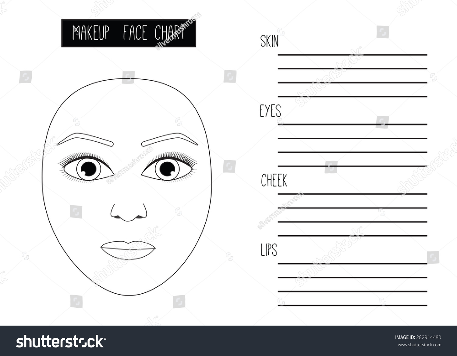 Face Chart Makeup Stock Vector (Royalty Free) 282914480 | Shutterstock