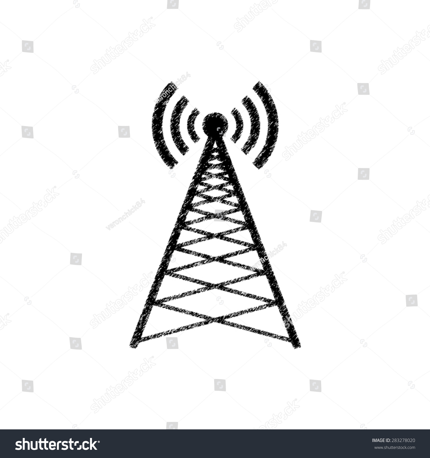 Cell Phone Tower Black Vector Icon Stock Vector (royalty Free 