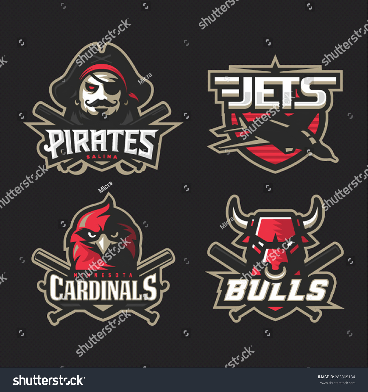 Modern Professional Baseball Logo Set Sport Stock Vector (Royalty Free ...