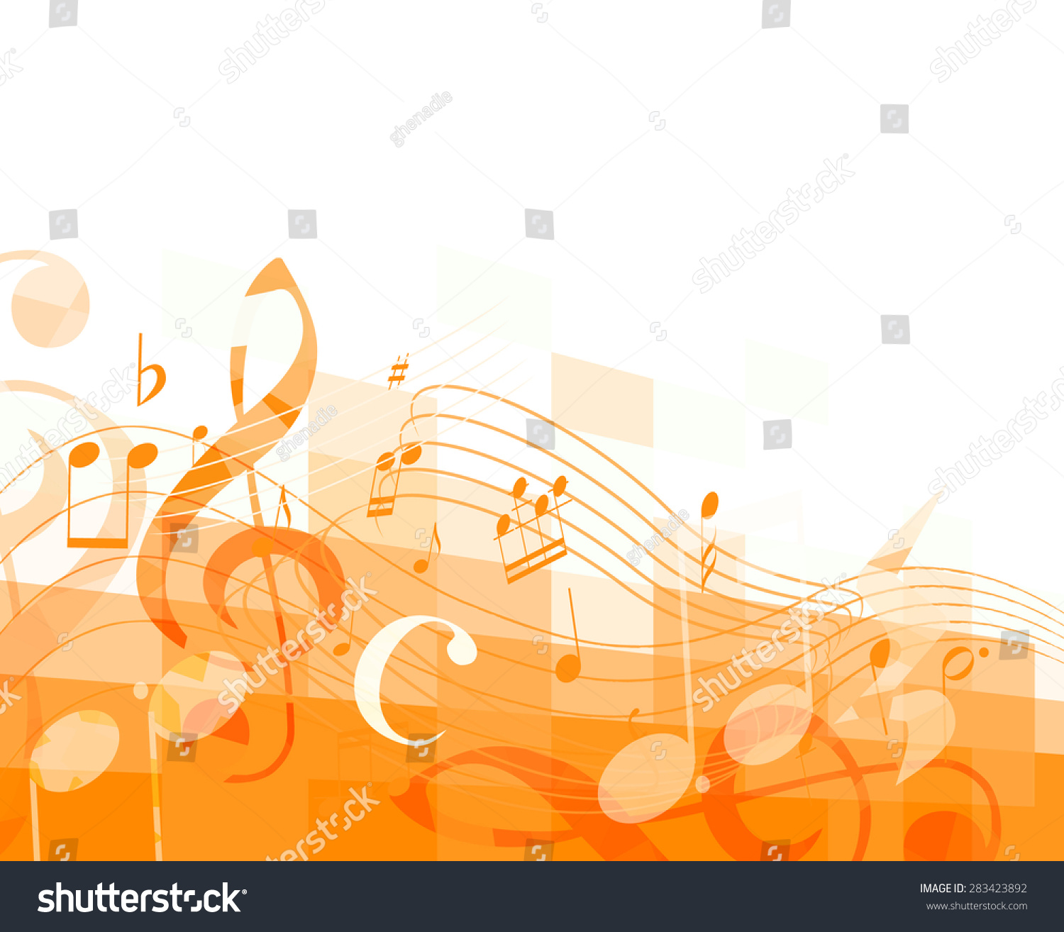 Orange Horizontal Mosaic Background Musical Notes Stock Vector (Royalty ...