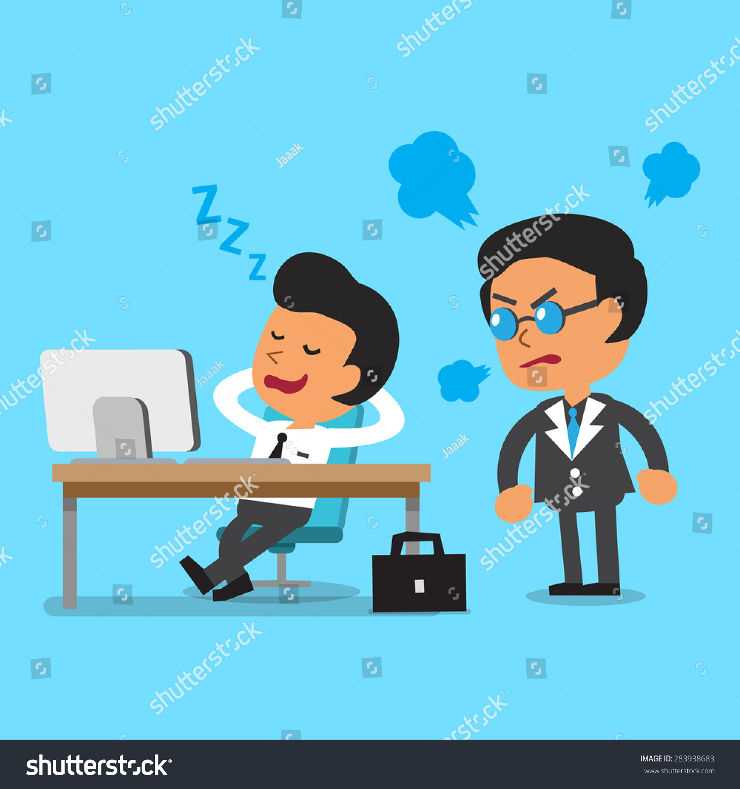 Cartoon Businessman Falling Asleep His Office Stock Vector (Royalty ...